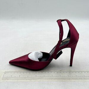 Milooey Shoe Wine Closed Pointed Toe Stiletto Heels Sexy Ankle Strap Pump